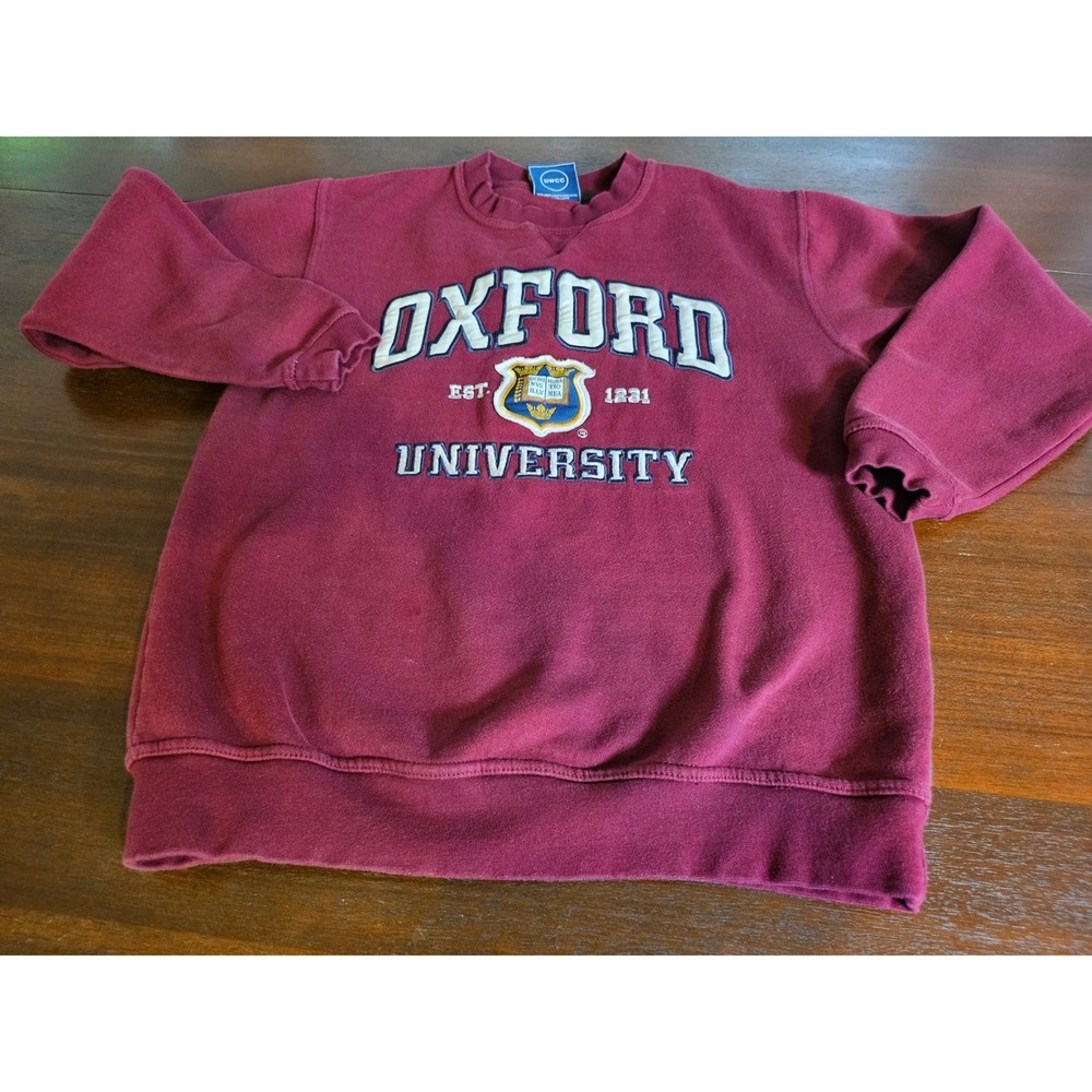 Oxford University Sweatshirt Mens Medium Maroon Embroidered Crest Pullover
